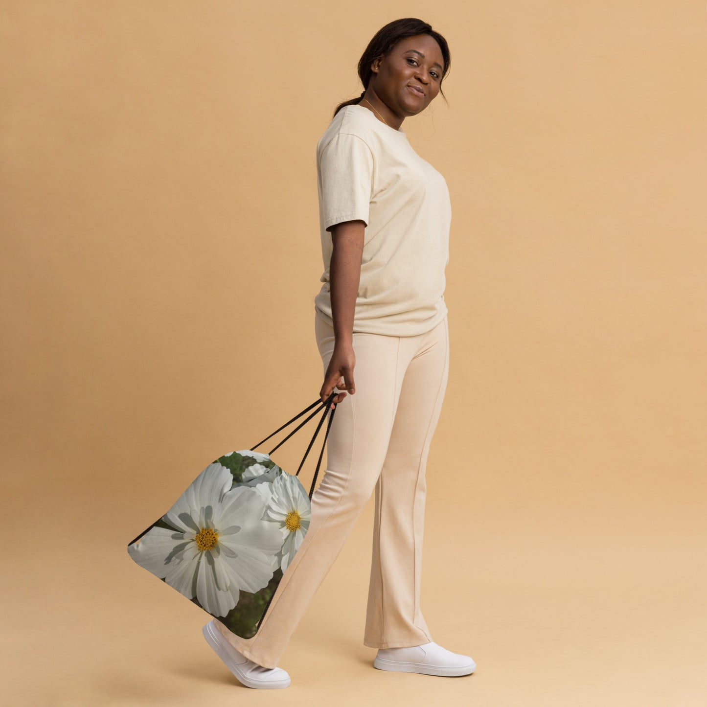 White Chiffon Drawstring Bag